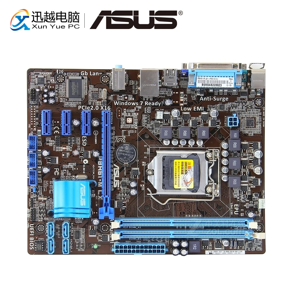 Asus P8H61-M LX настольная материнская плата H61 Socket LGA 1155 для Core i3 i5 i7 DDR3 16G SATA2 USB2.0 uATX оригинальная б/у материнская плата