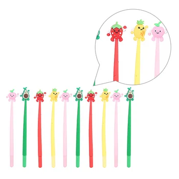 

10Pcs Cartoon Gel Pen Cute Fruit Shaped Gel Ink Pen Roller Marker Pen Stationery for Adults Students (Random Style)