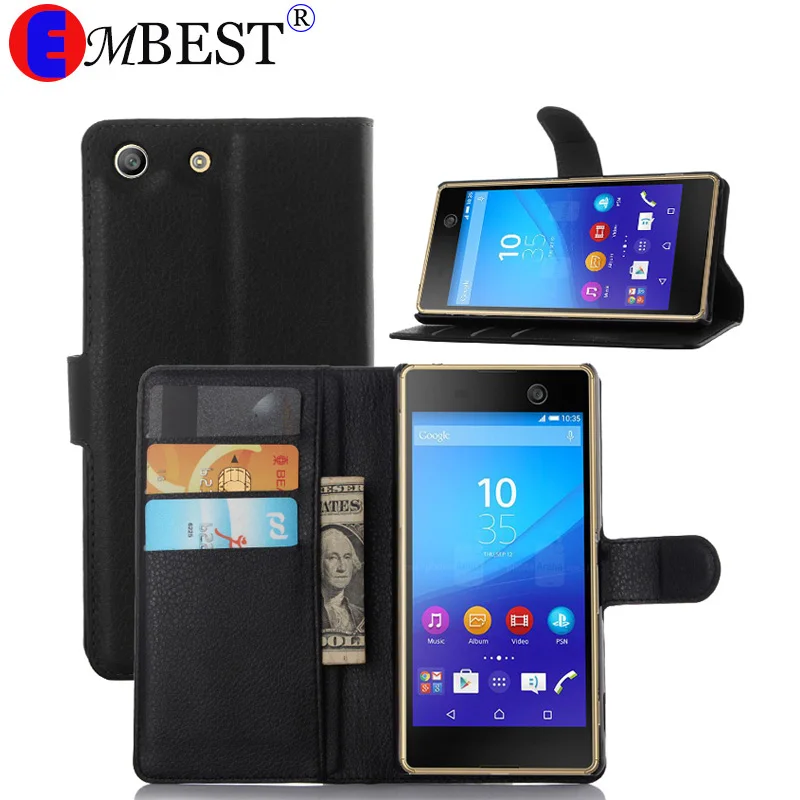 Кожаный чехол-бумажник EMBEST для sony Xperia E1 E2 E3 E4 E5 откидная крышка M2 M4 M5 магнитный
