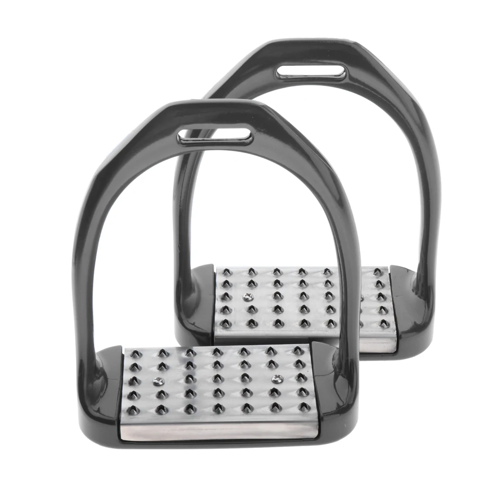 1 Pair Horse Riding Western Stirrups, Safety Bendy Iron Steel Equestrian Treads English Stirrups for Men Women Select Colors