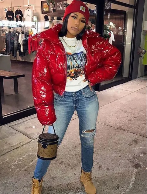 Latex cropped puffer jacket Clearance