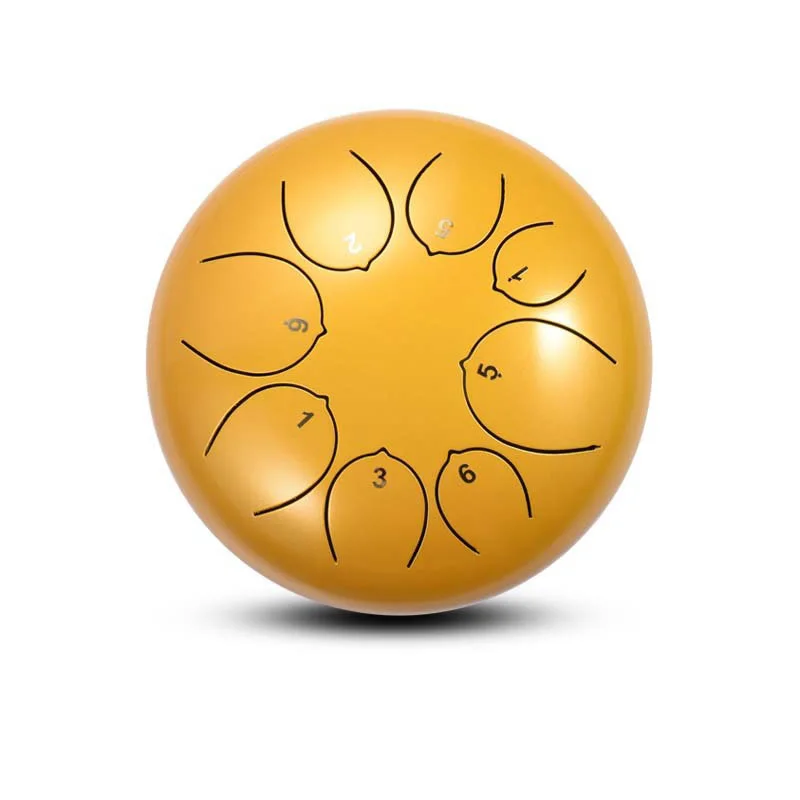 Handpan 5.5 Inch 8 Tone Steel Tongue Professional Percussion Drum Instrument With Drum for Kids Adult Percussion Instruments - Цвет: Golden