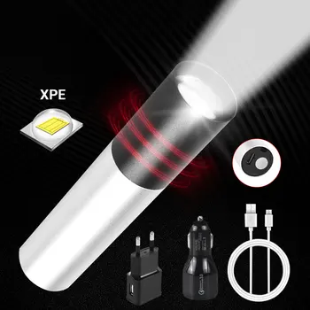 

Mini USB Rechargeable LED Flashlight 3 Mode Waterproof Zoomable Focus LED Torch Linterna Camping Light Outdoor Security Lighting