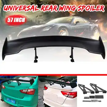 

57inch 145cm Universal Racing Sports Car Rear Tail Trunk Racing Wing Spoiler Aluminum Black GT Double Row For VW For BMW