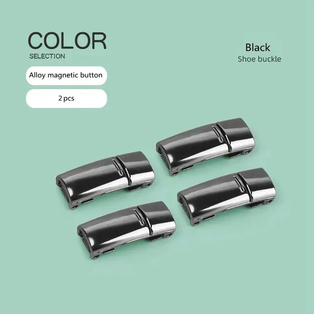 New Upgrade Magnetic Buckle Latex Rubber Band Elastic Laces Sneakers Laces Without Tying Kid and Adults Are Available Shelaces Black 2pcs