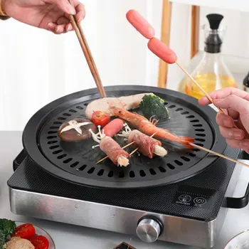 

Smokeless Barbecue Grill Pan Gas Household Non-Stick Gas Stove Plate Electric Stove Baking Tray BBQ Grill Barbecue Tools Outdoor
