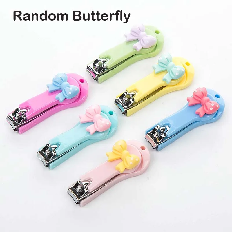 Random 1Pc Butterfly 1 шт. Детские Маникюрные ножницы с крышкой корона для маленьких детей кусачки для ногтей ног Резак Маникюрный Триммер инструмент для ухода за ногтями детей - Цвет: Random 1Pc Butterfly