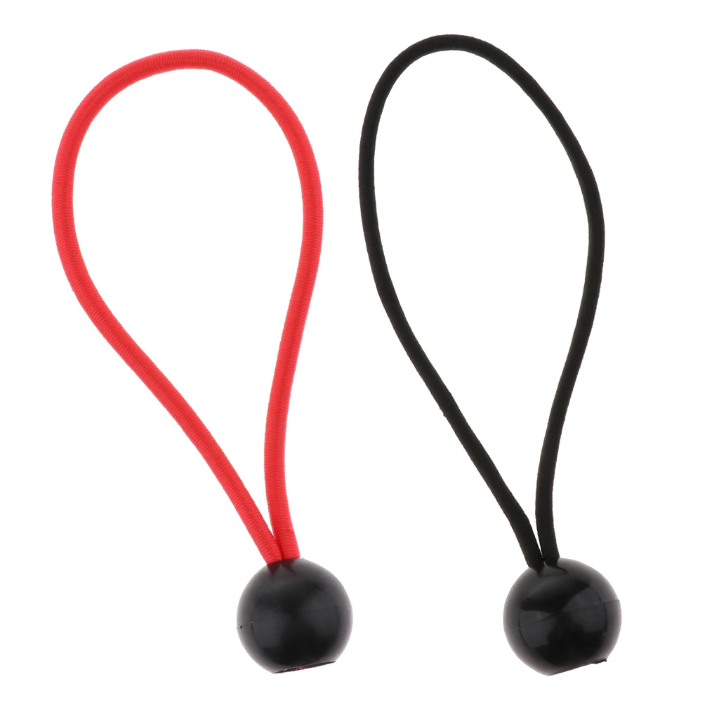 2 Pieces 5.5 inch Heavy Duty Ball Bungee Canopy Tarp Tie Down Cord Photography Ball Head Fixed Accessory, Black+Red