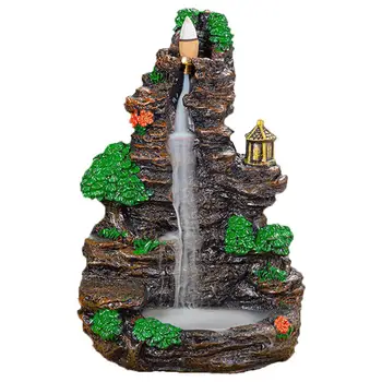 

Resin Furnishings Supply Waterfall Ornaments Living Room Incense Burner Flowing Moutain Designed Ceramic Holder Decorative