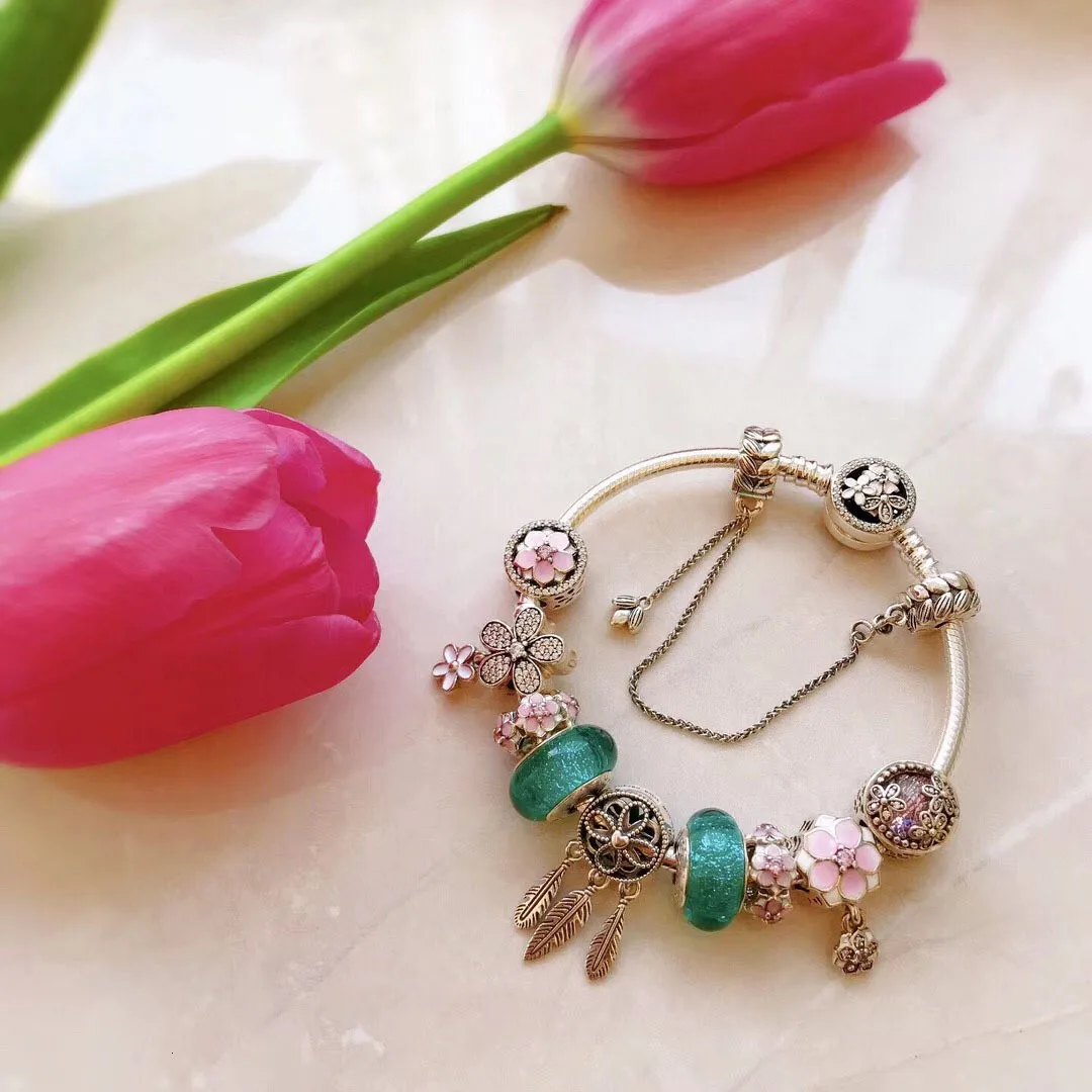 

high quality 1:1 100% 925 pure silver turquoise bills magnolia current security freight bracelet free