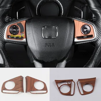 

For Honda CRV CR-V 2017 2018 2019 2020 car Peach wood switch button cover Steering wheel inner Interior Kit Trim frame part 2pcs