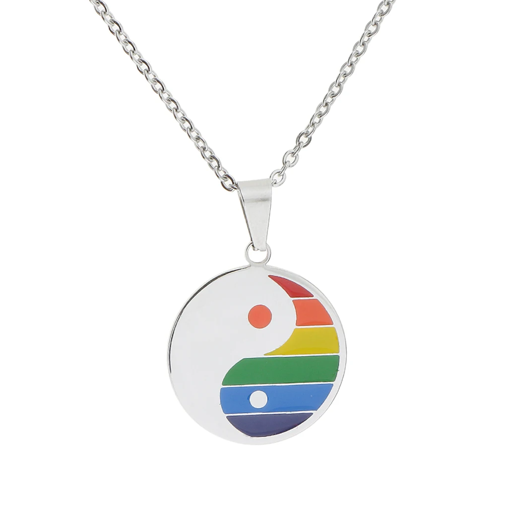 Rainbow PRIDE Stainless Steel Dog Tag Pendant Chain Necklace LGBT Jewelry