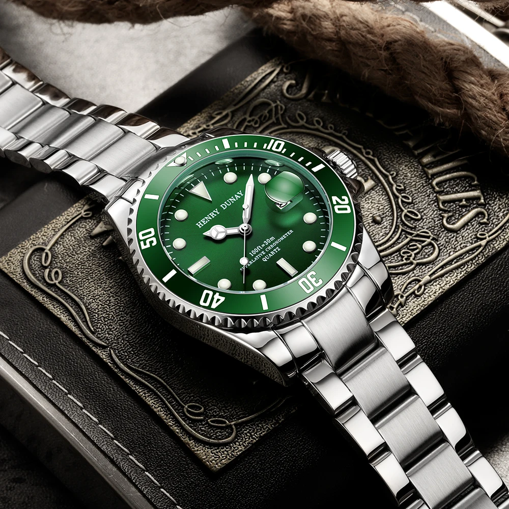 Генри дунай Топ Роскошные брендовые Модные мужские кварцевые часы из