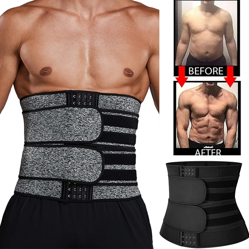 Sauna Waist Trainer Belt For Men Sweat Ab Belt With Adjustable Double Straps Weight Loss Back Support Neoprene Body Shaper Shapers Aliexpress