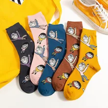 Носки с принтом аниме Chi bi Maruko, женские хлопковые носки с забавными рисунками сакуры, Momoko, осенне-зимние модные повседневные спортивные японские носки