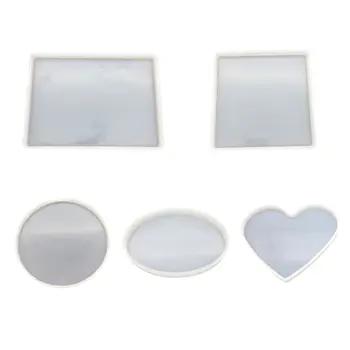 

5 Pcs/set Coaster Silicone Resin Molds Round Square DIY Crafts Making Epoxy Mold