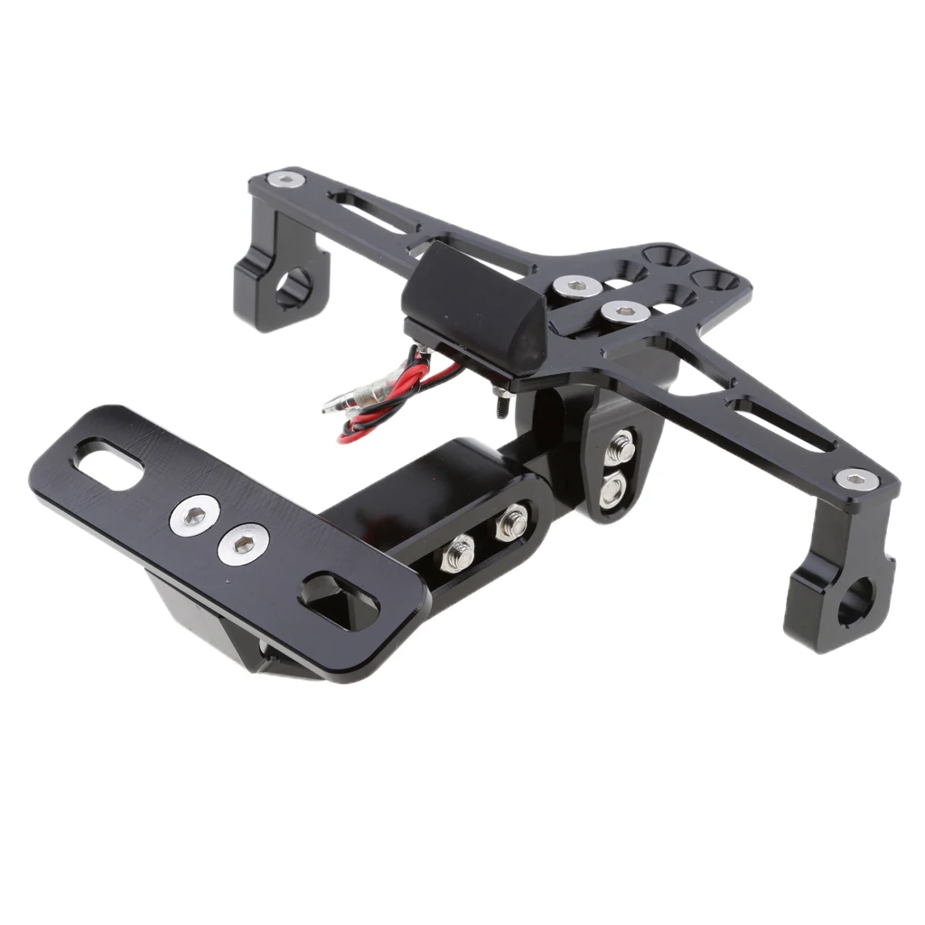 Motorcycle Adjustable License Number Plate Frame Holder Bracket with LED Light for Yamaha Honda Suzuki Kawasaki  
