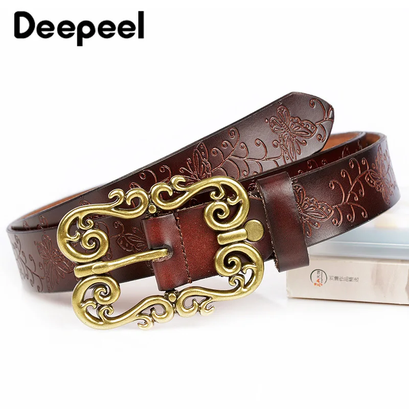 Deepeel 1 шт. 2.8X100 120 см из натуральной кожи в стиле ретро для женщин Пояс Пряжка сплава
