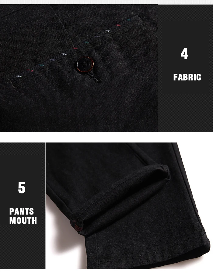 New Men's Sanded Casual Pants Business Fashion Solid Color Classic Style Stretch Fit Trousers Male Khaki Black Coffee Navy
