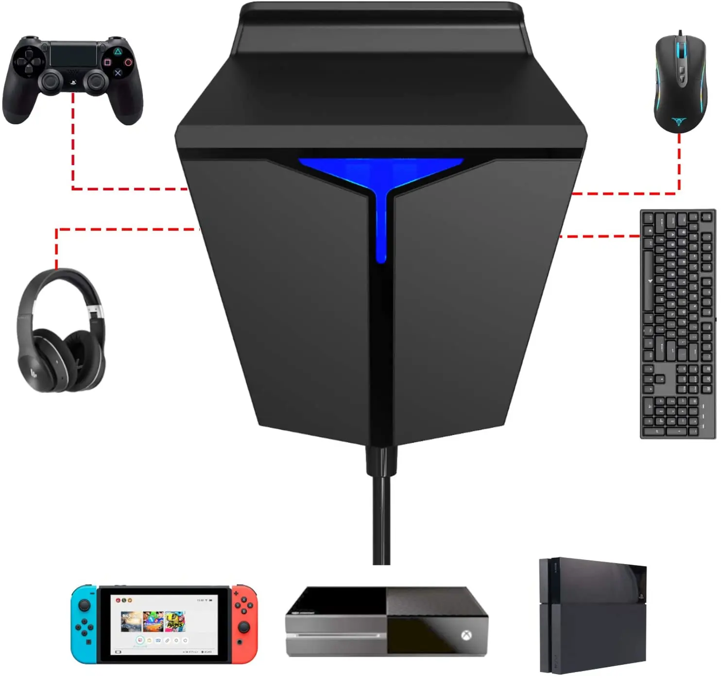 

Keyboard and Mouse Adapter for PlayStaiton 4/XBOX ONE/Nintendo Switch Console Support Voice Chat For Fortnitee/PUBG/Call of duty