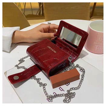 

New mini lipstick cosmetic bag for women Mirror receptacle powder pack cosmetic bag purses and handbags luxury crossbody bag