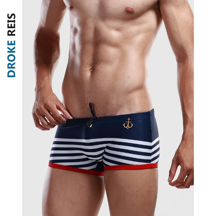 

Hot Selling MEN'S Swimming Trunks Boxer Bathing Suit Chinlon Tight Swimming Trunks Men Stripes Beach Shorts Place of Origin Supp