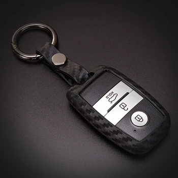 

KUKAKEY Car Key Case Cover For Kia Carens Ceed Sorento Optima Niro Soul Cerato Rando Carbon Fiber Key Bag Holder Shell Keychain