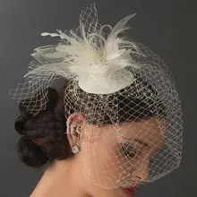 Птичья Клетка Вуаль свадебная фата перо бисером тюль вуаль белая слоновая кость ZJ146 Brial вуаль для невесты