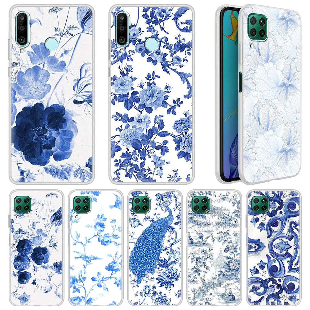 Мягкий чехол для Huawei P30 P40 Lite E телефона P Smart Z Y7 Y6 2019 Honor Play 9A 8X 9S 20 Pro ТПУ Cas синий и