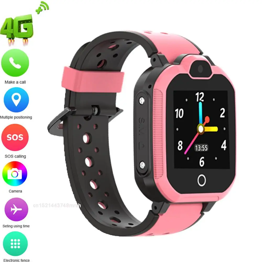 pink 4G Детские Смарт-часы IP67 водонепроницаемые gps часы Видеозвонок телефон часы SOS Вызов Смарт-часы Детские Смарт-часы gps часы - Цвет: pink