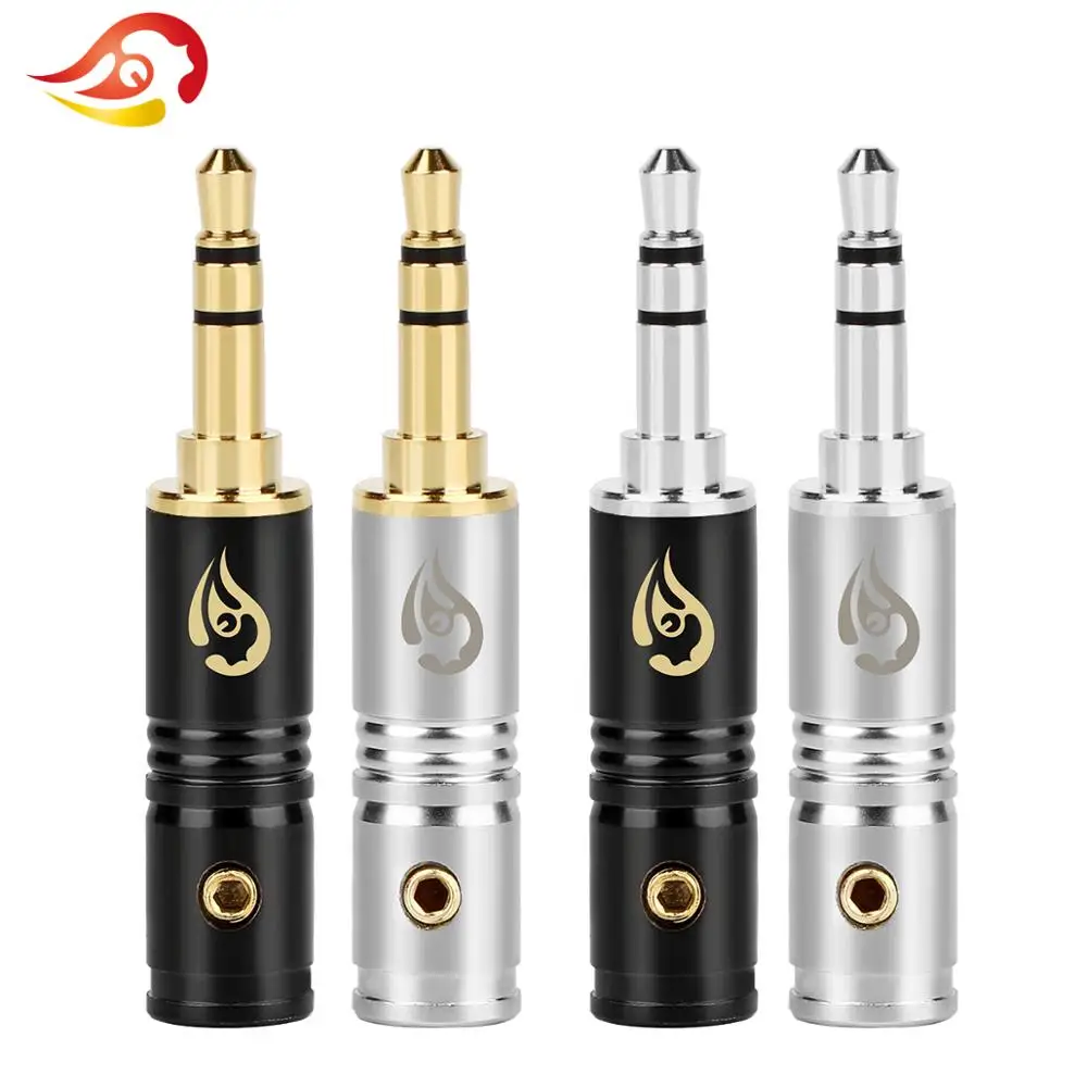 

QYFANG 3.5mm Earphone Plug Audio Jack 3 Poles Stereo Headset Metal Gold/Rhodium Plated Soldering 6.0mm Wire Hole Line Connector