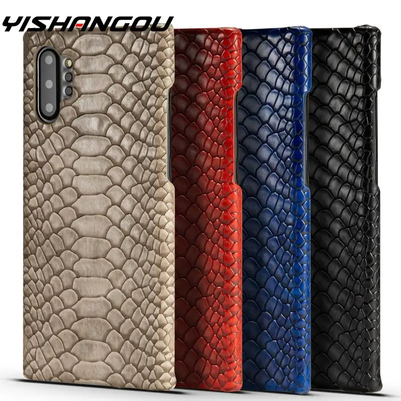 

YISAHNGOU Luxury Snake Skin Leather Case Cover for Samsung Galaxy Note 10 9 8 S10 5G S8 S9 Plus S10e Shockproof Hard Cover Coque