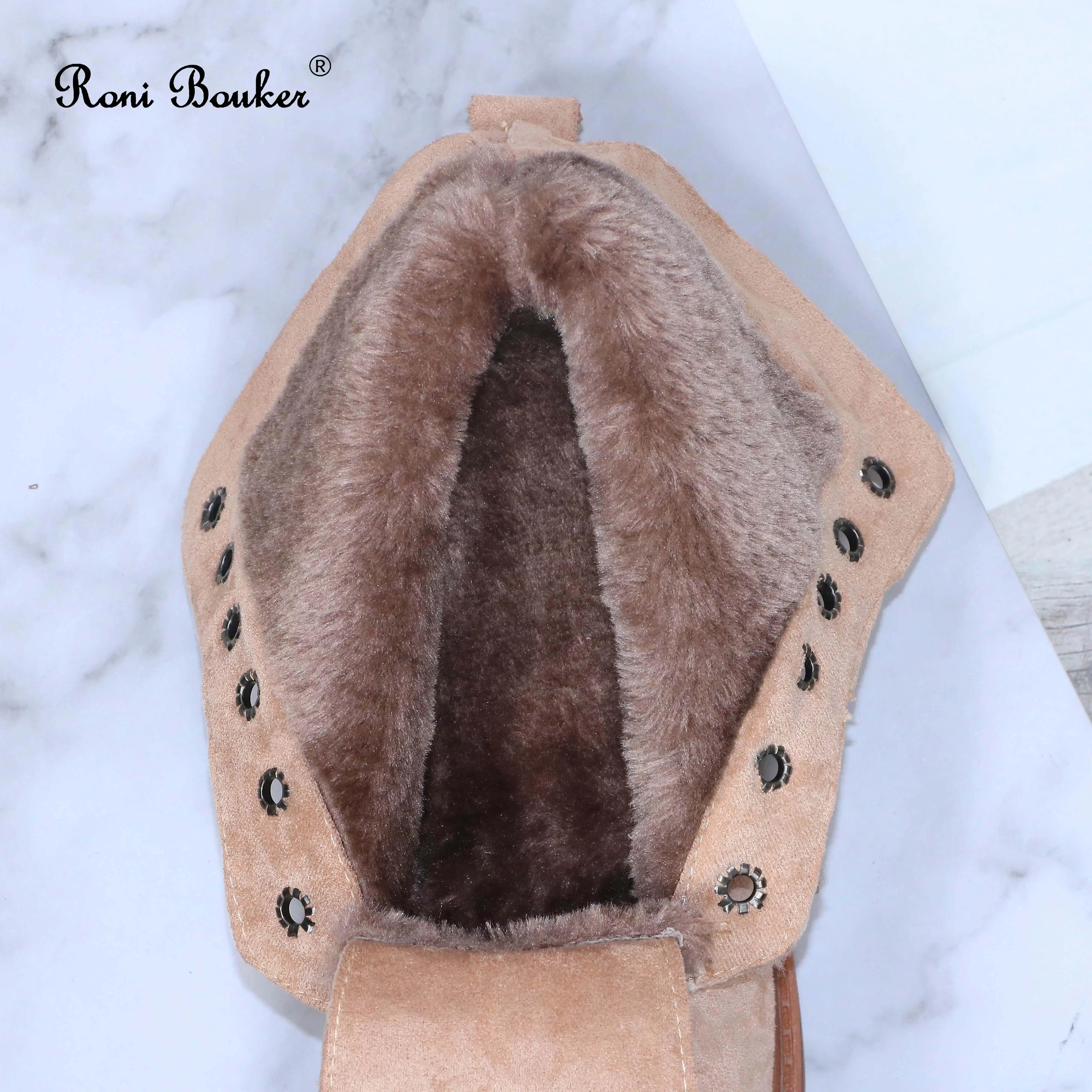 Skup Roni Bouker buty damskie wodoodporne buty zimowe kobieta pluszowa wkładka utrzymać ciepłe botki z grubym futrem Botas Mujer duży rozmiar42