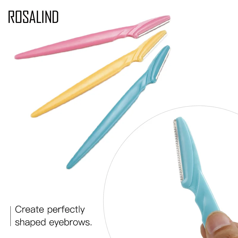 

ROSALIND 3pcs Eyebrow Trimmer Face Razor Eyebrow Portable Blades Shaver Knife Hair Remover Set Makeup Eyebrow Profiler Tools