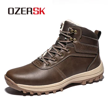

OZERSK Autumn Winter Men Boots Leather Lace Up Men Shoes High Quality Classic Shoes Snow Boots Men Casual Ankle Boots