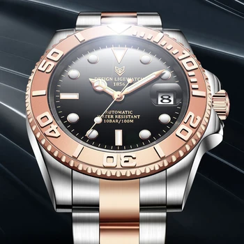 

2020 New LIGE Sword-Shaped Pointer Automatic Mechanical Watch Luxury Tungsten Steel 50m Waterproof Business Watch Men Watches