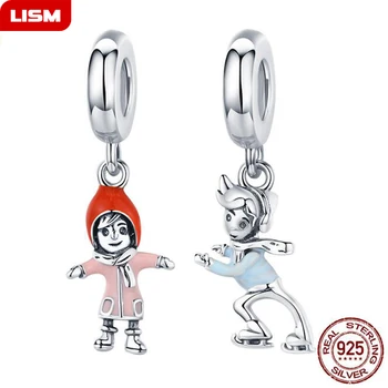 

Original 925 Sterling Silver Hugging Girl Pendant Charm for Women Bracelet Bangle Enamel Christmas Collection