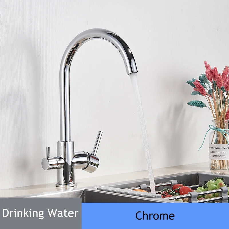 granite kitchen sink Purified Water Kitchen Faucet 360 Degree Rotate Hot Cold Mixer Bathroom Taps Dual Handle Kitchen Faucet Drinking Water Tap Crane pantry cabinet Kitchen Fixtures