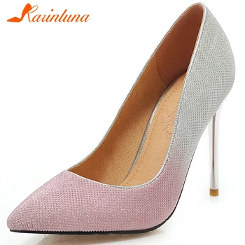

KARINLUNA 31-46 New Ladies 2020 Party Sexy Pumps Fashion Pointed Toe Thin High Heels Pumps Women Mixed Colors Shoes Woman