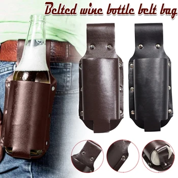 

Beer Bottle Holster Holder Portable PU Leather Hands Free for Camping Drinks XIN-Shipping