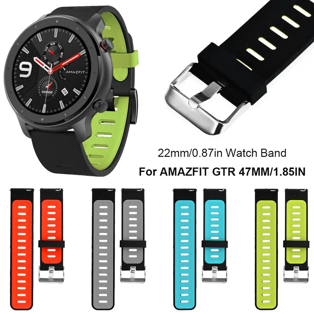 

Two-Color 22MM Silicone Watch Strap Replacement Wristband Sports Bracelet Strap For Huami Amazfit GTR 47MM Watch Accessories