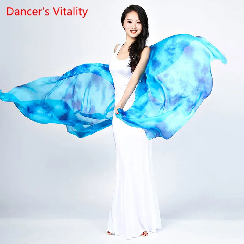 

Personalized Belly Dancing Silk Veils Hand Throwing the Shawl of the Yellow Scarf red blue black Gradient Free Shipping