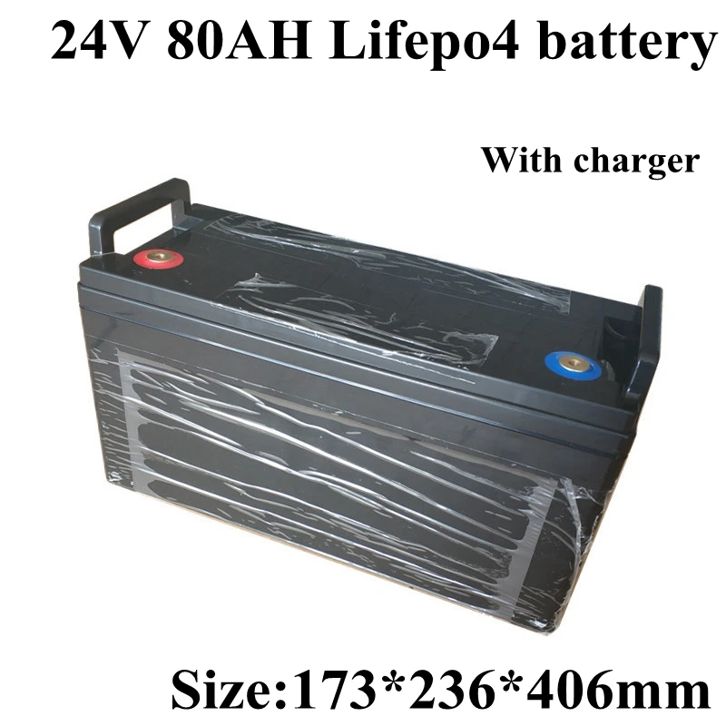 Портативный аккумулятор Lifepo4 24v 80Ah с BMS 8s для хранения электроэнергии в электрическом автомобиле HEV UPS E-motor Back Up power+ 10A зарядное устройство