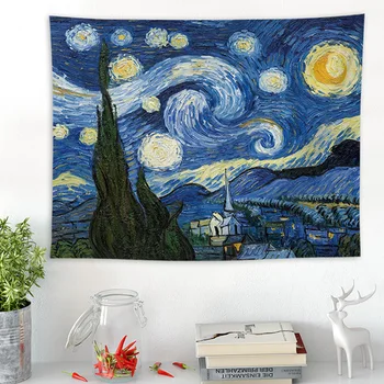 

Jayi Geometry Artist Van Gogh Starry Sky Background Wall Printing Blanket Tapestry Urban Outfitters Wall Hanging Polyester 01GT