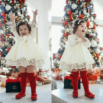 

1-6T Chirtmas Clothes Toddler Kid Clotehs Baby Girl Clothes Princess Dress Lace Tulle Party Pageant Dress Christmas Dresses