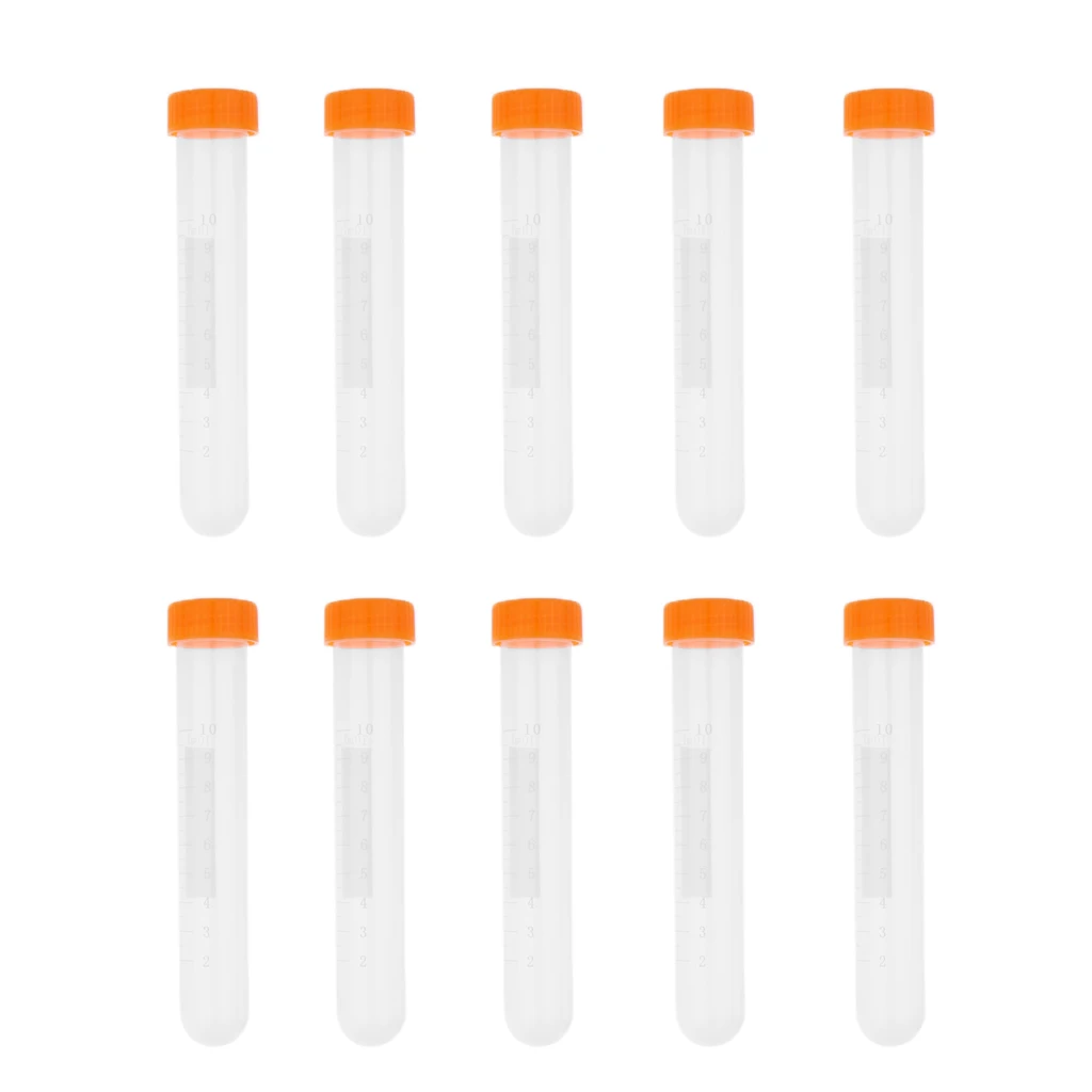 10pcs Plastic Centrifuge Tube Pipe Vial Lab Test Container Set 10/15/20/50ml