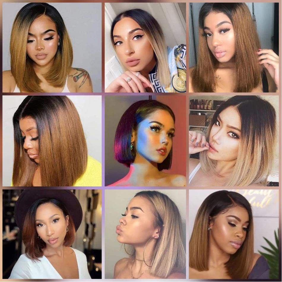 SPARK-Ombre-Bob-Wig-Peruvian-Straight-Lace-Front-Human-Hair-Wigs-13x4-Lace-Frontal-Wig-1B