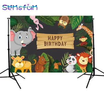 

zy261 Safari Jungle Party Photography Background Newborn Photographic Backdrops For Photo Studio Birthday Banner