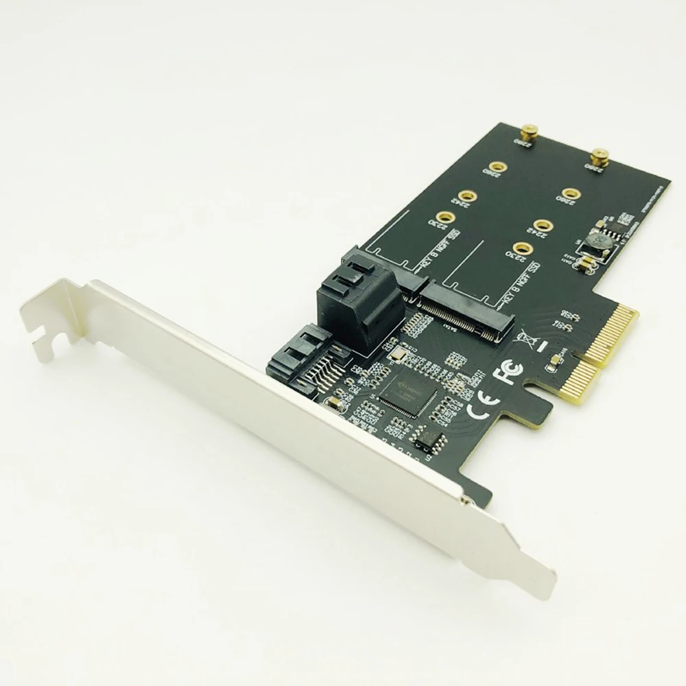 SATA Raid контроллер SATA Raid M.2 PCI Express Raid Card 2 порта SATA3.0 6 Гбит/с+ 2 порта M.2 NGFF SSD B Ключ Поддержка RAID0 RAID1 AHCI