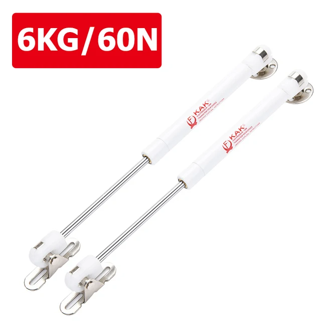 KAK 4 Pieces Soft Closing Cabinet Hinges 6kg to 10kg Bench Toy Box Lid Support Gas Strut  Kitchen Cupboard Door Support Hardware White 6KG x 2